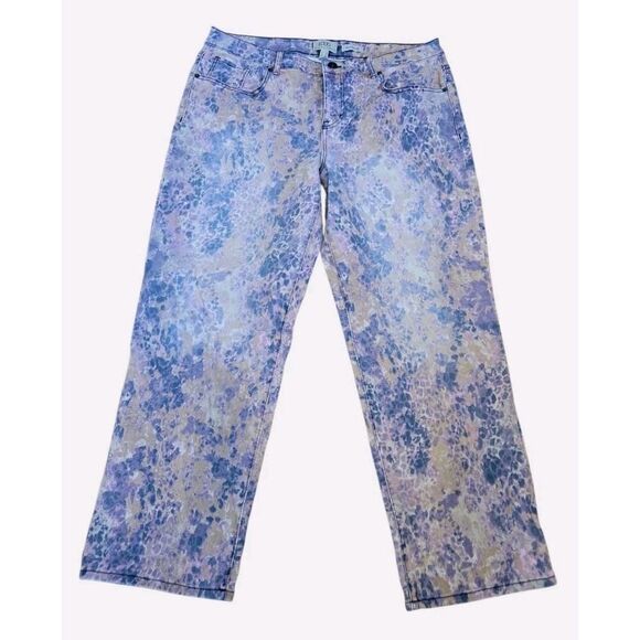 LOGO by Lori Goldstein Printed Boyfriend Jeans Purple Combo | 16 EUC Boho - Picture 2 of 10